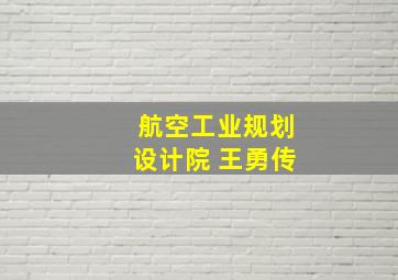 航空工业规划设计院 王勇传